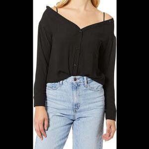 Bailey 44 Barbara Boyfriend Strappy Button Down Semi-Sheer Relaxed Fit Top Small